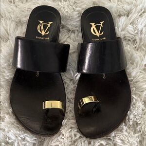 Signature Women's Sandals in Black with Gold Accents